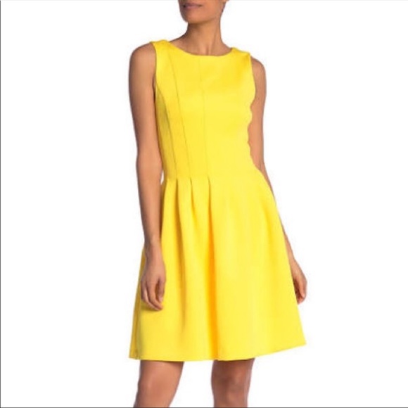Calvin Klein Dresses & Skirts - NWT Calvin Klein Bright Yellow Scuba Fit and Flare Dress size 2